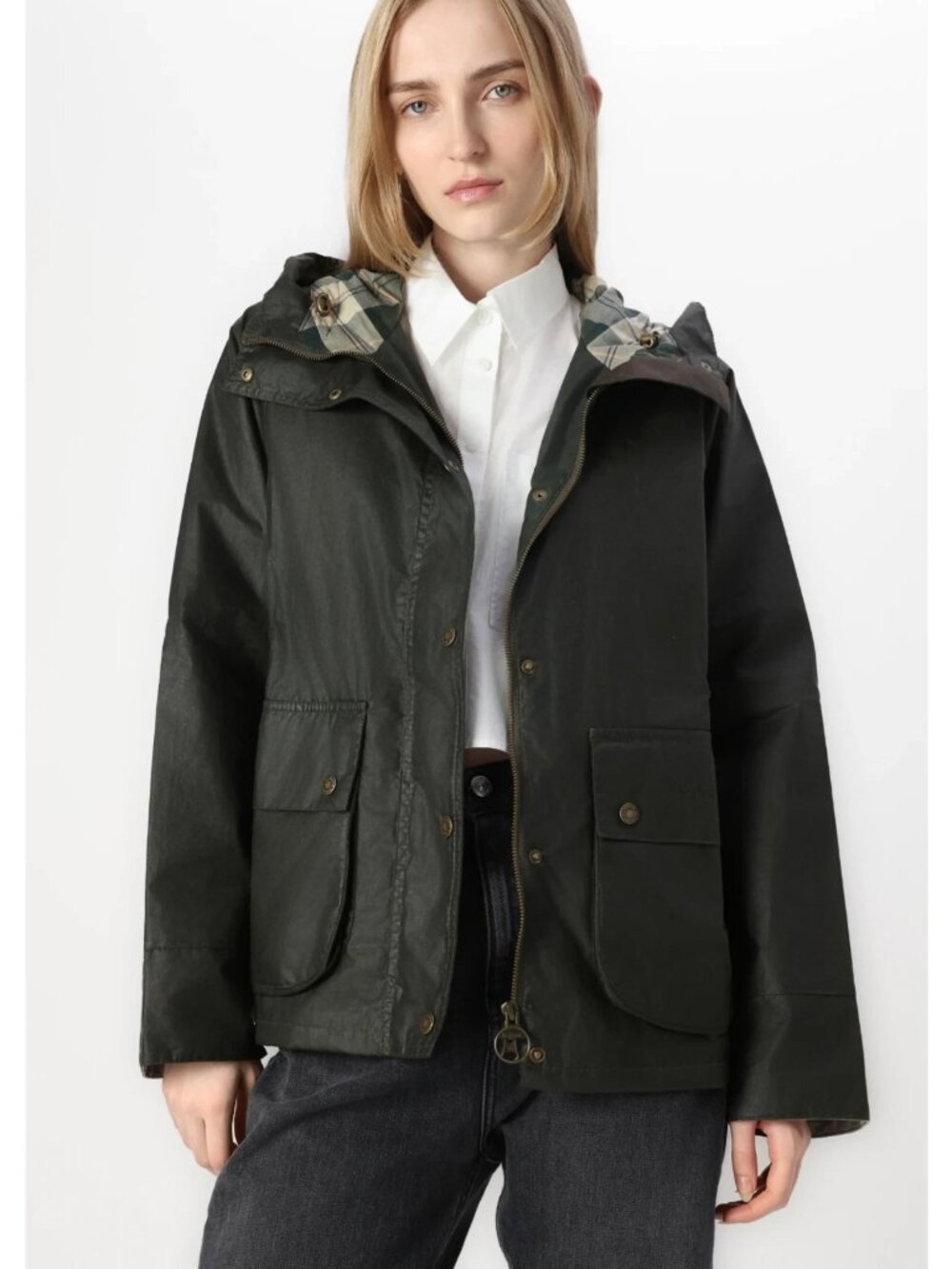 NEW BARBOUR WOMEN’S Hollies Waxed Water Repellent Jacket in Olive Sz 14 #WAX318